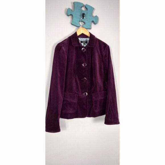 Talbots Dark Purple Lined Corduroy Jacket 10 Classic Office Whimsygoth - Picture 1 of 16